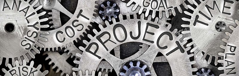 Zahnräder mit Projektmanagement Schlagwörtern