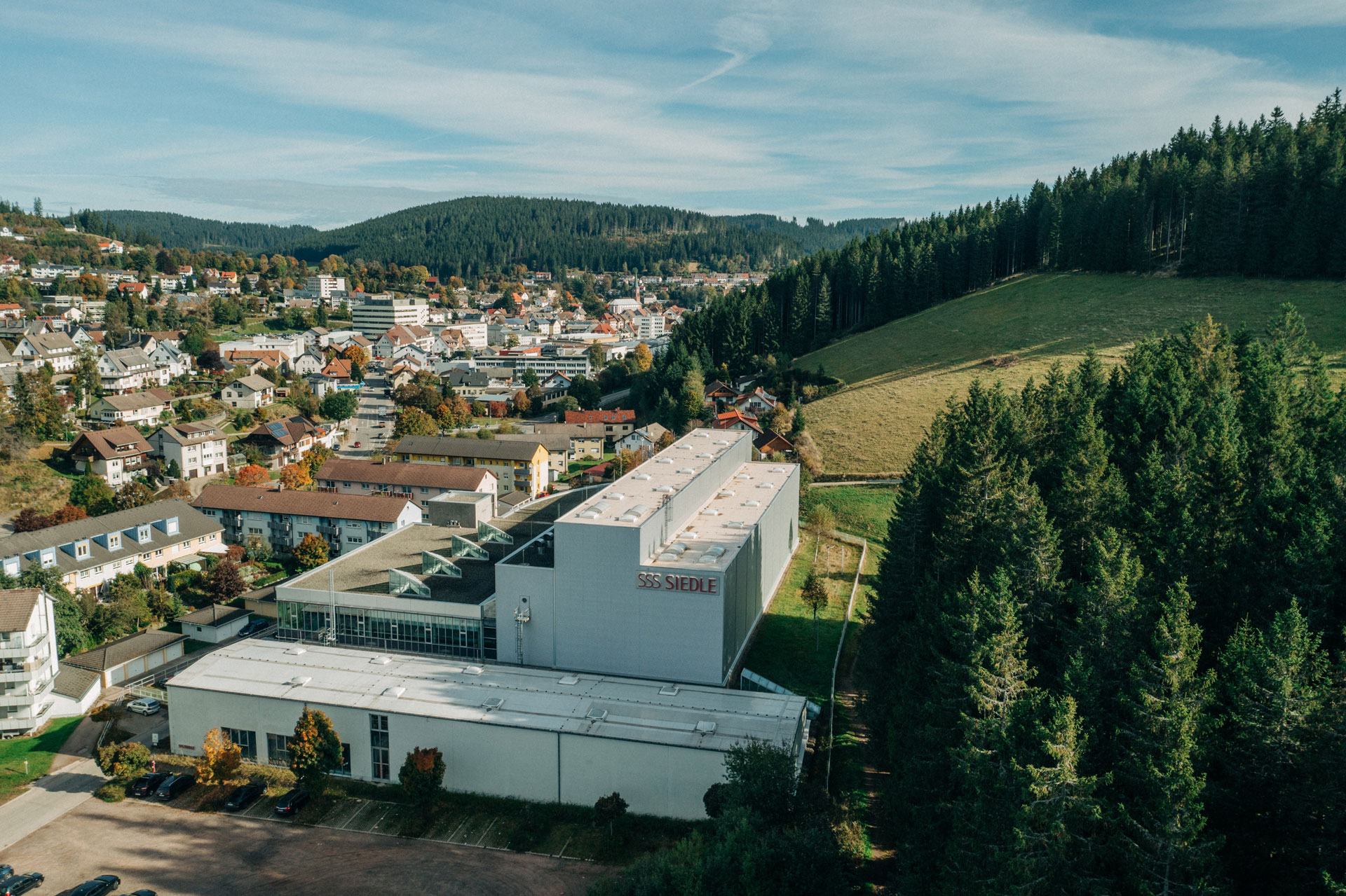 Das Siedle Logistikzentrum in Furtwangen aus Vogelperspektive